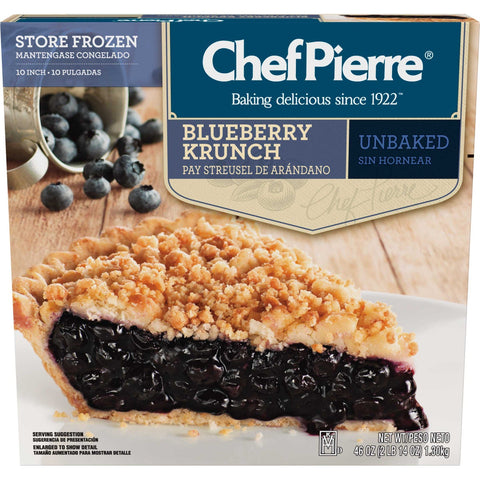 Sara Lee Chef Pierre Traditional Unbaked Blueberry Krunch Fruit Pie, 10 inch -- 6 per case.