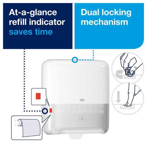 Tork Matic White Polyethylene Manual Paper Hand Towel Roll Dispenser, 8.1 x 13.2 x 14.65 inch