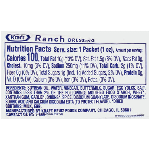 Kraft DRESSING RANCH SINGLE SERVE POUCH