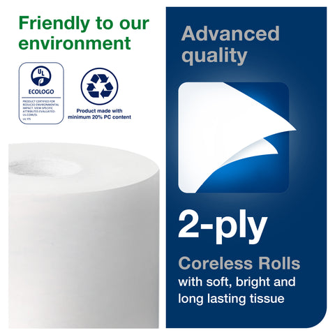 Tork® TISSUE TOILET CORELESS WHITE 2-PLY