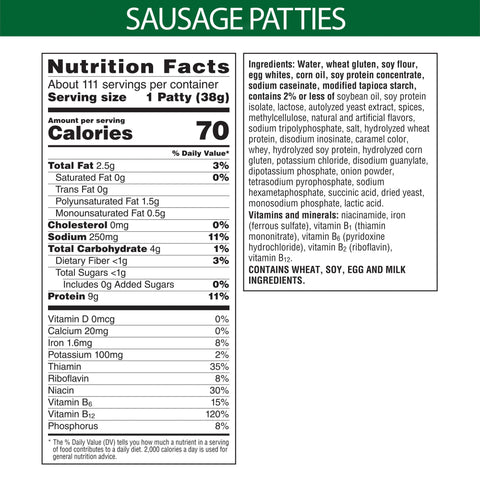 Veggie Breakfast Sausage Patties - Cn Label