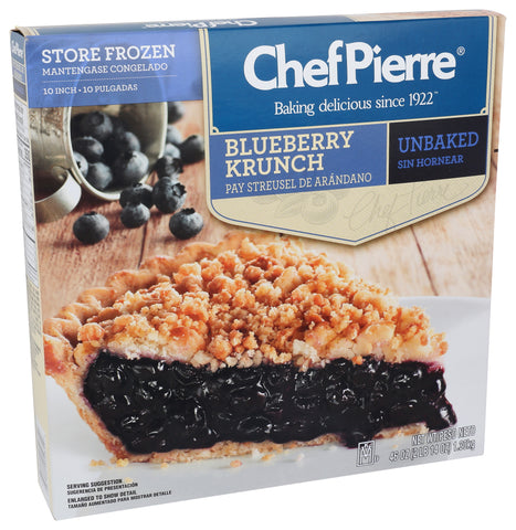 Sara Lee Chef Pierre Traditional Unbaked Blueberry Krunch Fruit Pie, 10 inch -- 6 per case.