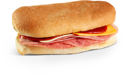 Sandwich Ham Salami Pepperoni W/ Cheese American & Swiss Bun Corn Dusted