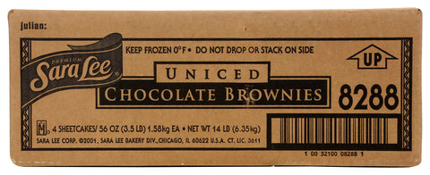 Sara Lee Uniced Chocolate Brownie without Nuts, 12 x 16 inch -- 4 per case.